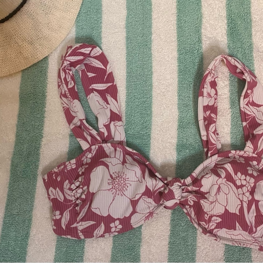 Xhilaration Pink and White Bikini Top